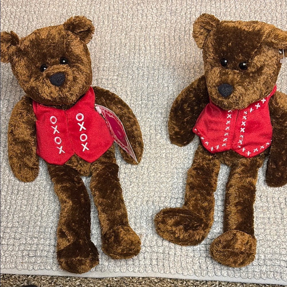 Charming Brown Teddy Bear with Red Vest